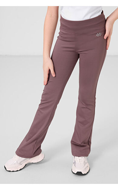 Gül Kurusu Esnek Standart Fit Basic Performans İspanyol Paça Kız Çocuk Tayt - 75193