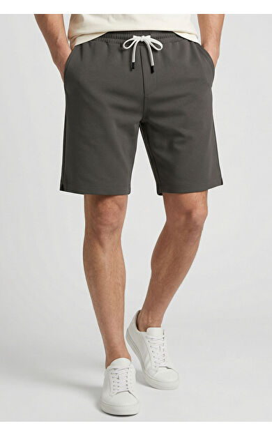 Haki Standart Fit Basic Arka Cepli Erkek Şort - 88314