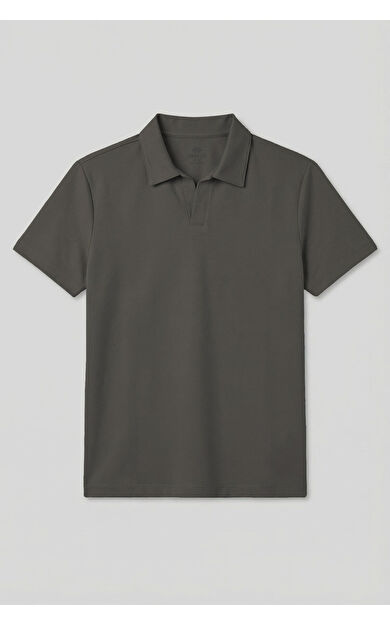Haki Rahat Form Yumuşak Dokulu Polo Yaka Erkek T-Shirt - 88496