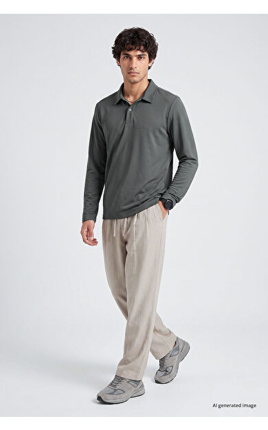 Yeni Haki Rahat Form Basic Erkek Polo Yaka T-Shirt - 88512