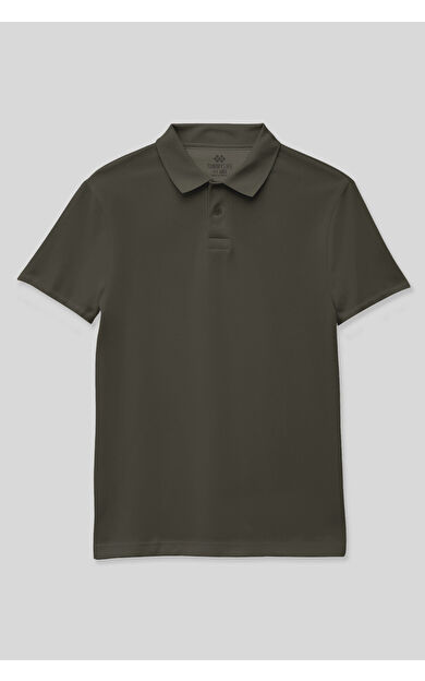 Haki Polo Yaka Standart Fit Basic Unisex T-Shirt - 11330