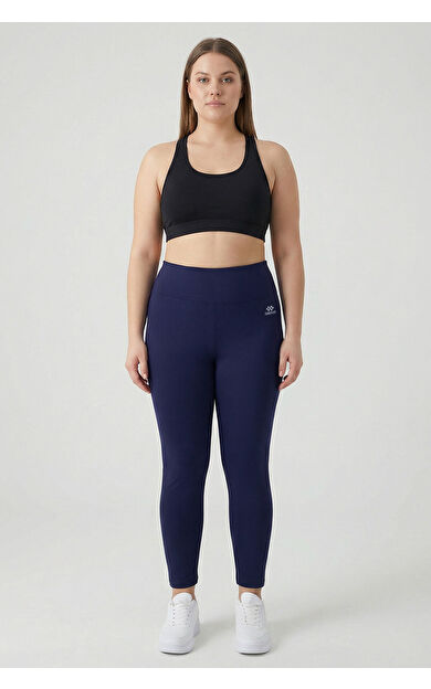 İndigo Yüksek Bel Toparlayıcı Battal Büyük Beden Kadın Tayt- 94650