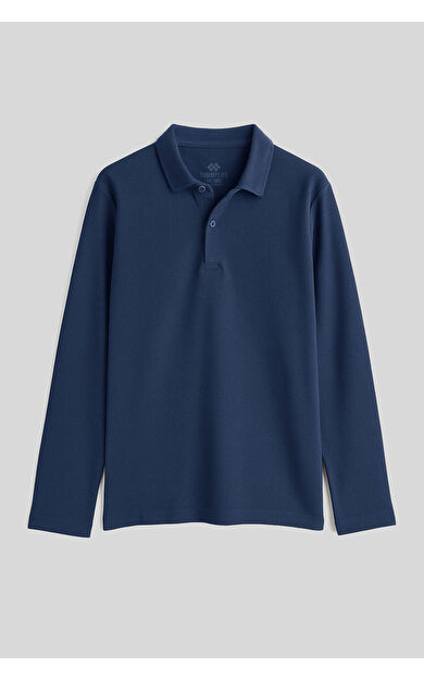 İndigo Polo Yaka Basic Uzun Kollu Erkek Çocuk T-Shirt - 11170