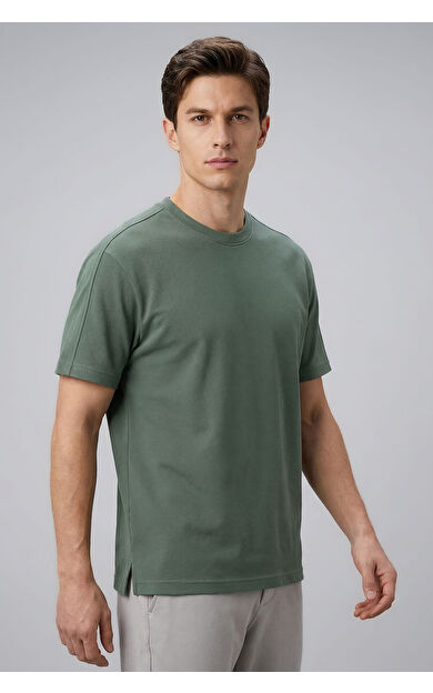 Açık Yeşil Rahat Form Esnek Nefes Alabilir Erkek T-Shirt - 88495