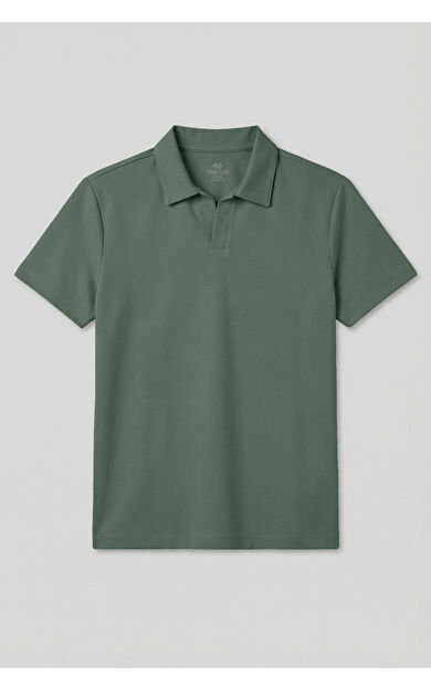 Açık Yeşil Rahat Form Yumuşak Dokulu Polo Yaka Erkek T-Shirt - 88496