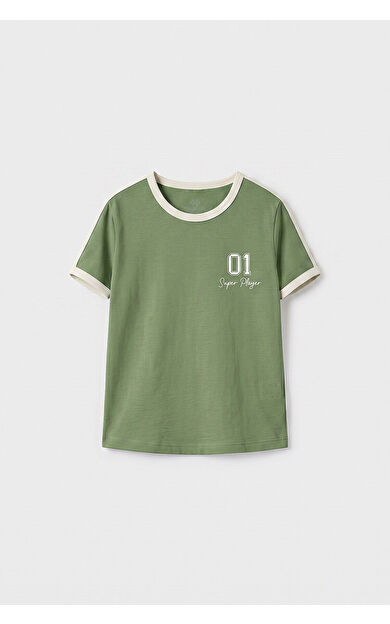 YENİ Kaktüs Omuz Biye Detaylı Baskılı Kız Çocuk T-Shirt - 75181