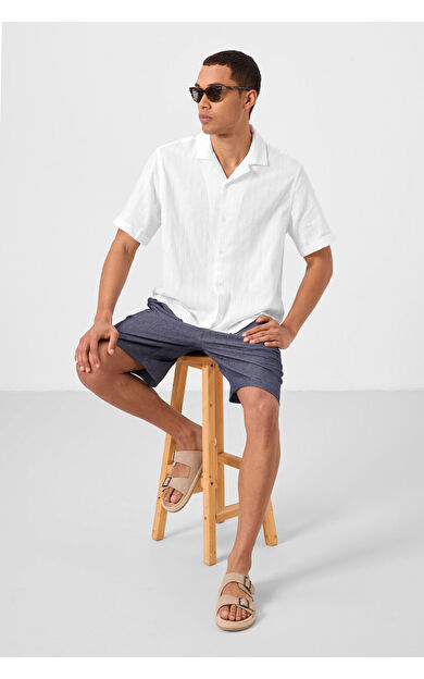 Kot Lacivert Standart Fit Dokuma Hafif Esnek Chino Erkek Şort - 81289