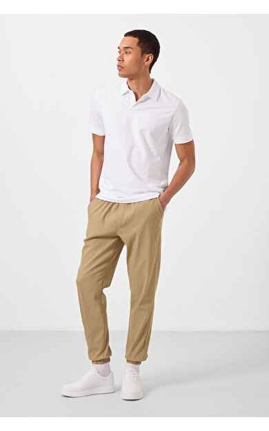 Koyu Bej Standart Fit Dokuma Hafif Esnek Chino Erkek Pantolon - 82176