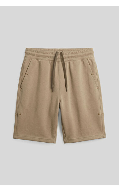 Koyu Bej Rahat Form Bağcıklı Cep Detaylı Battal Büyük Beden Erkek Şort - 81297