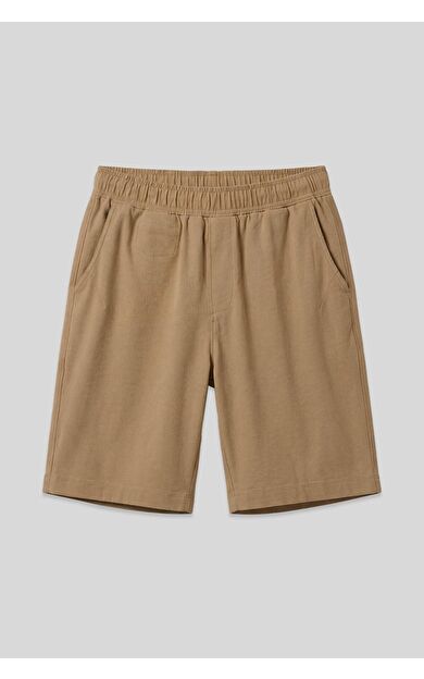 Koyu Bej Standart Fit Dokuma Hafif Esnek Chino Erkek Şort - 81290