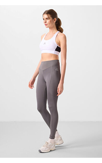 Koyu Gri Standart Fit Esnek Performans Kadın Tayt - 94666