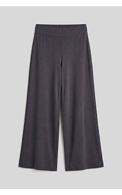 Koyu Gri Comfort Fit Geniş Paça Korsajlı Palazzo Kadın Pantolon - 94681