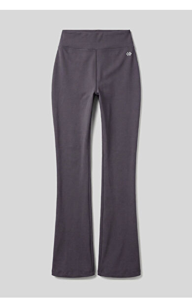 Koyu Gri Esnek Yüksek Bel Spor Performans Kadın İspanyol Paça Kadın Tayt - 94686