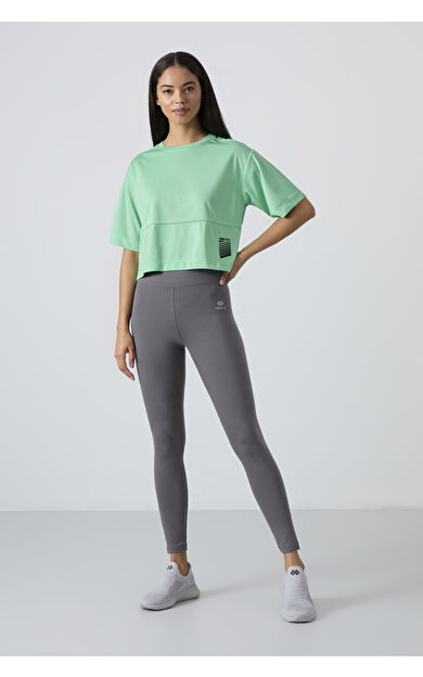 Koyu Gri Yüksek Bel Toparlayıcı Slim Fit Dar Paça Kadın Tayt - 94011