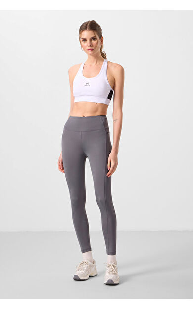 Koyu Gri Esnek Standart Fit Performans Kadın Tayt - 94667