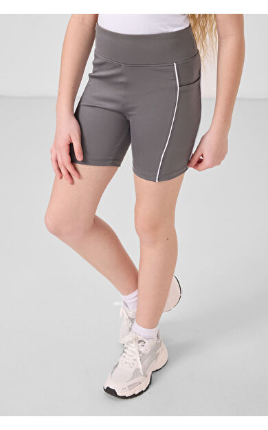 Koyu Gri Esnek Standart Fit Basic Performans Kız Çocuk Tayt - 75189