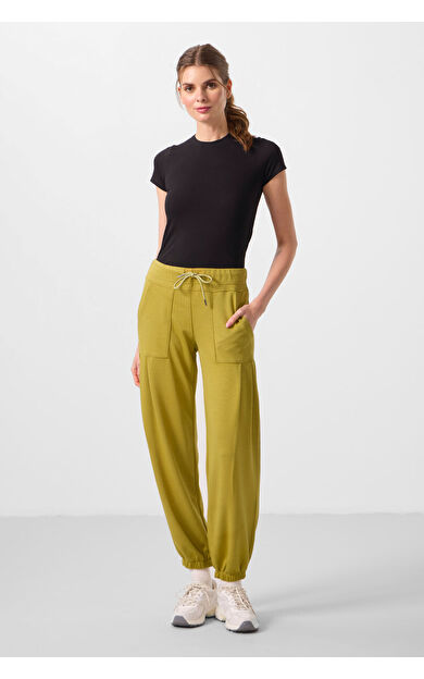 Koyu Hardal Yumuşak Dokulu Cep Detaylı Rahat Form Kadın Pantolon - 94672