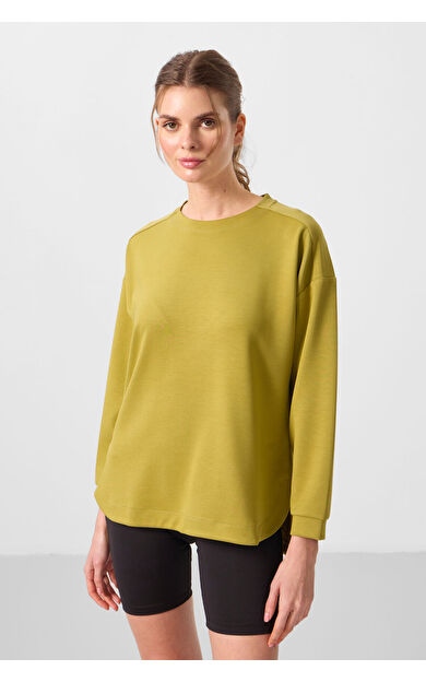 Koyu Hardal Yumuşak Dokulu O Yaka Rahat Form Kadın Tunik Sweatshirt - 97305