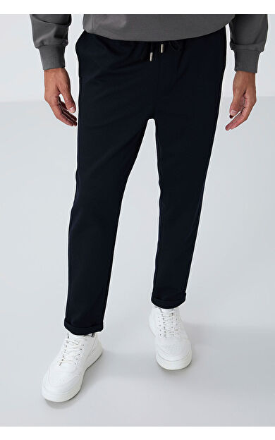 Lacivert Yüzeyi Dokulu Standart Fit Erkek Eşofman Alt - 82154