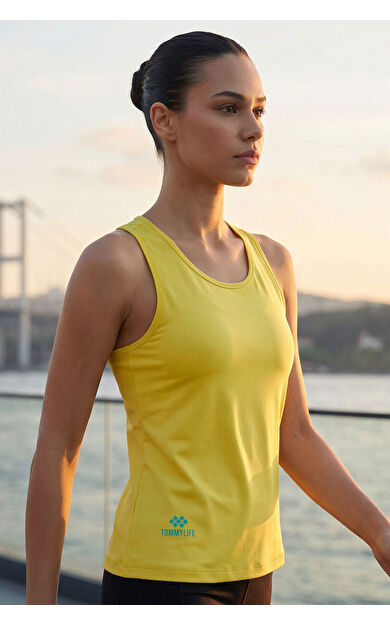 Limon Standart Fit Çapraz Sırt Detaylı Kadın Spor Atlet - 97296