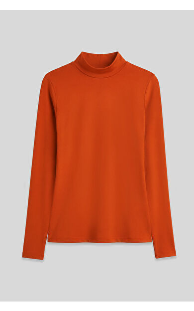 TommyLife Oranj Balıkçı Yaka Basic Uzun Kollu Kadın Body - 97306