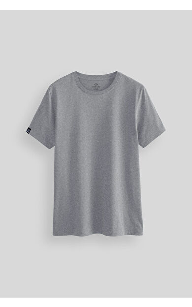 Gri Melanj Erkek Basic Kısa Kol Standart Kalıp O Yaka T-shirt - 87911