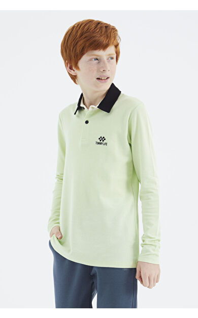 Açık Yeşil Polo Yaka Basic Erkek Çocuk T-Shirt - 11171