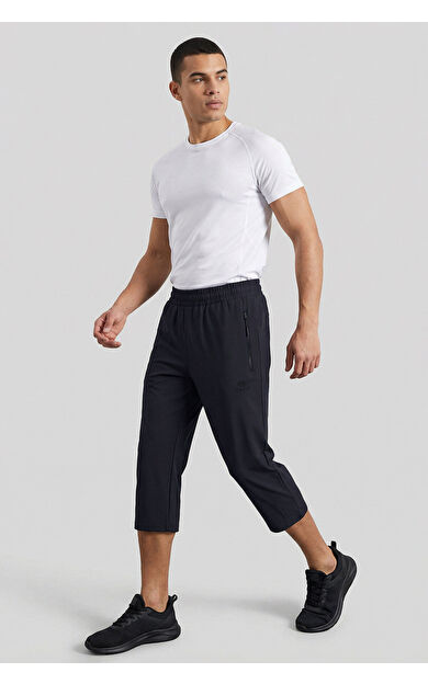 Antrasit Bağcıklı Standart Kalıp Fermuar Cepli Aktif Spor Erkek Kapri - 83096