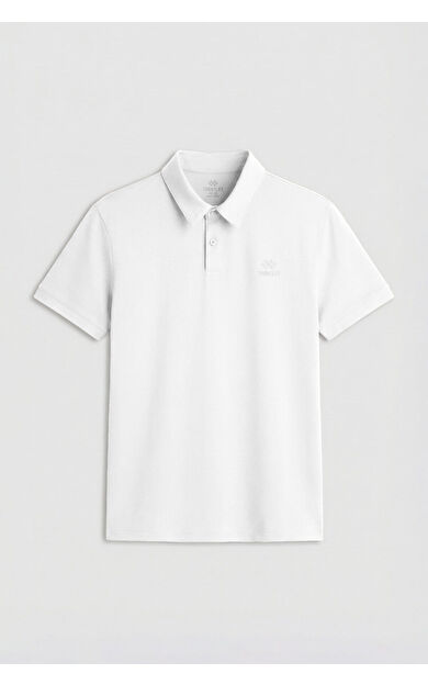 Beyaz Standart Kalıp Basic Polo Yaka Erkek T-Shirt - 87748