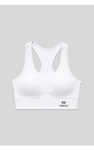 Beyaz Sırt Detaylı Dar Kalıp U Yaka Kadın Spor Büstiyer - 97120