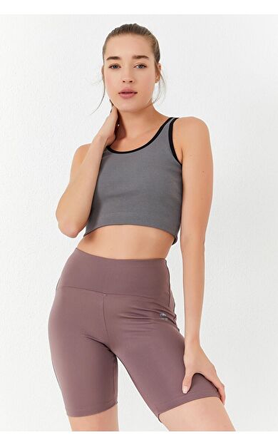 Çağla Basic Sıfır Kol Dar Kalıp U Yaka Kadın Crop Top Atlet - 97162