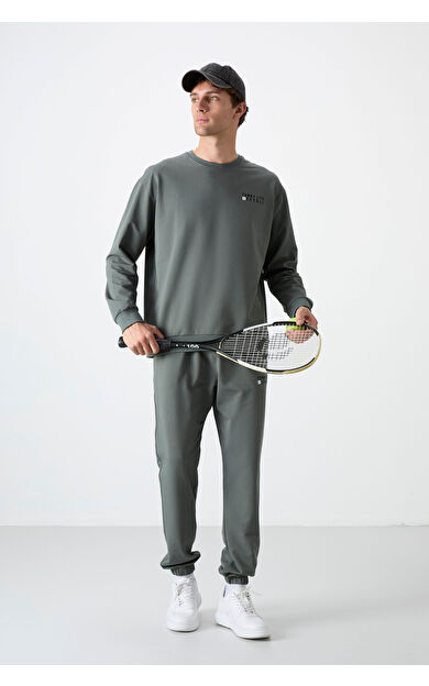 Çağla Casual O Yaka Lastik Paça Pamuklu Erkek Oversize Eşofman Takımı - 85120