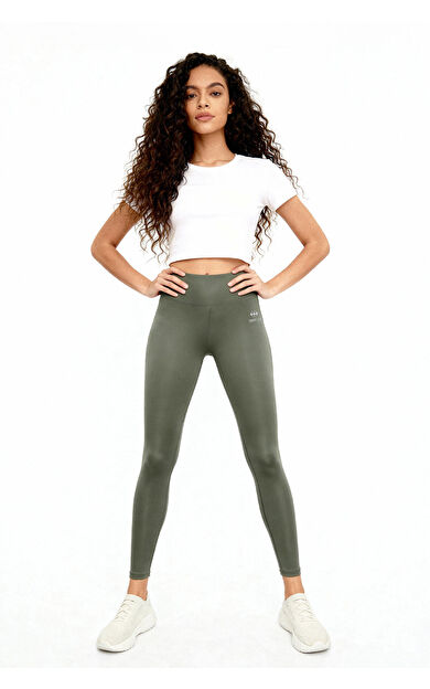 Çağla Yüksek Bel Streç Slim Fit Dar Paça Kadın Tayt - 94545