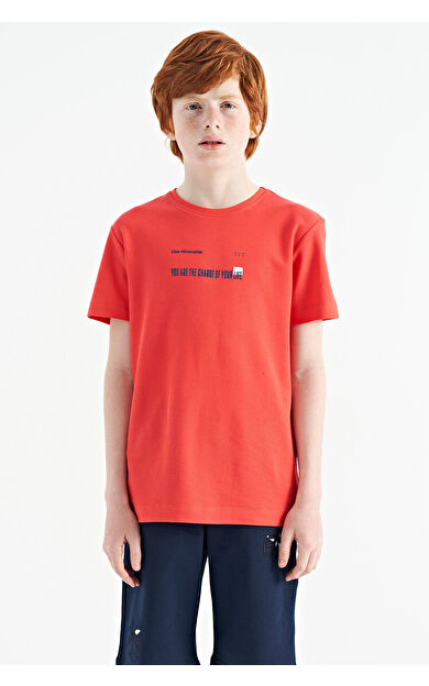TommyLife Coral Baskı Detaylı O Yaka Standart Kalıp Erkek  Çocuk T-Shirt - 11117
