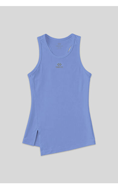 Eflatun Yırtmaç Detaylı O Yaka Sıfır Kollu Standart Kalıp Kadın Spor Atlet - 97256