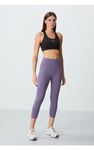 Eflatun Yüksek Bel Slim Fit Dar Paça Kadın Kapri Tayt - 93097