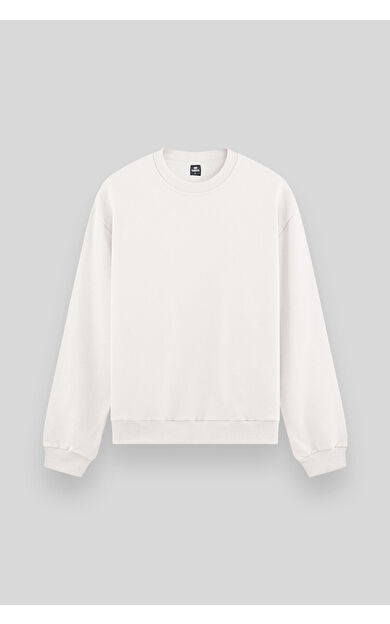 Ekru Basic O Yaka Rahat Form Erkek Sweatshirt - 88053