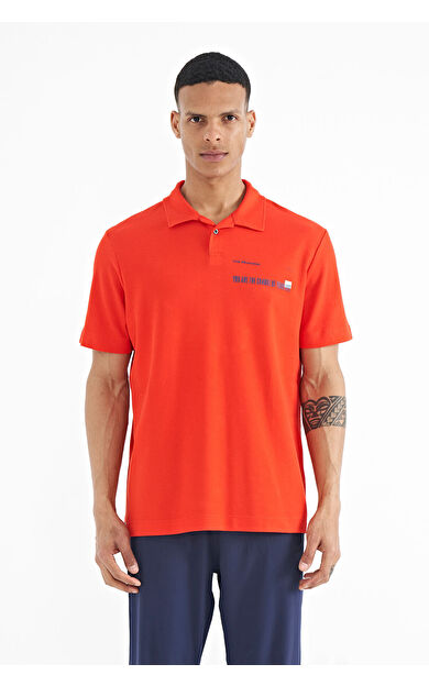 Fiesta Yazı Baskılı Standart Form Polo Yaka Erkek T-shirt - 88236