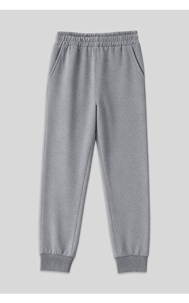 TommyLife Gri Melanj Yüksek Bel Jogger Rahat Form Manşetli Kadın Eşofman Alt - 94561