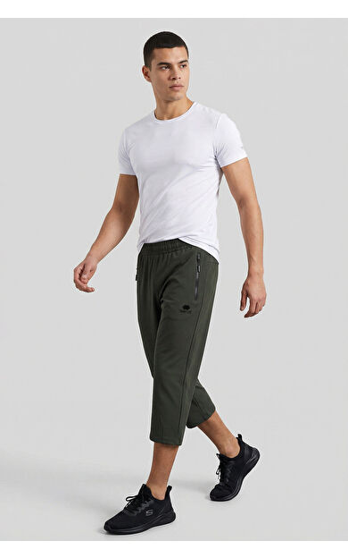 Haki Bağcıklı Standart Kalıp Fermuar Cepli Aktif Spor Erkek Kapri - 83096