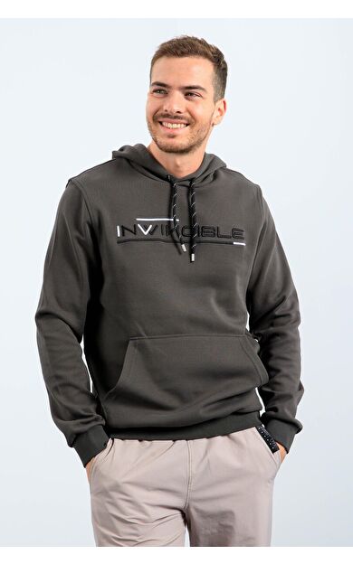 Haki Kanguru Cep Standart Kalıp Kapüşonlu Erkek Sweatshirt - 87883
