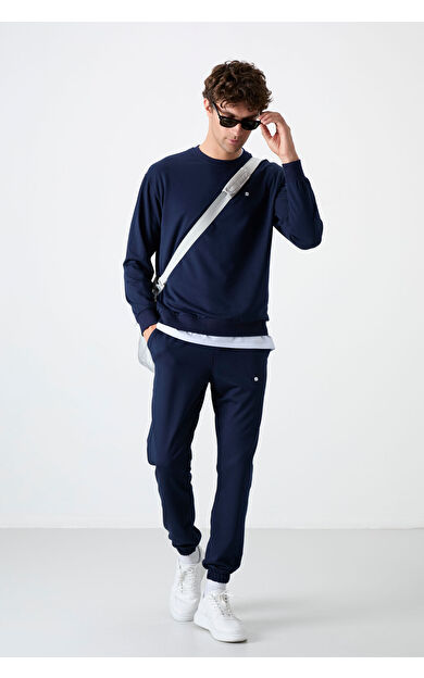 İndigo Casual O Yaka Lastik Paça Pamuklu Erkek Oversize Eşofman Takımı - 85120