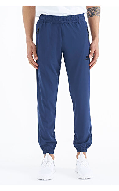 TommyLife İndigo Erkek Basic Cepli Bağcıklı Rahat Form Lastik Paça Eşofman Altı - 84826