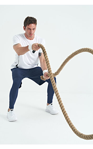 İndigo Logo Baskılı Yüksek Bel Slim Fit Aktif Spor Erkek Tayt - 84989