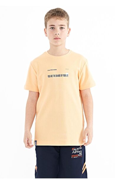 Kavun Içi Baskı Detaylı O Yaka Standart Kalıp Erkek  Çocuk T-Shirt - 11117