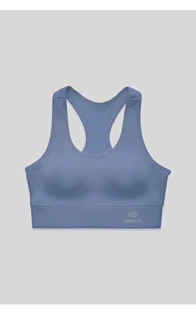 Petrol Sırt Detaylı Dar Kalıp U Yaka Kadın Spor Büstiyer - 97120