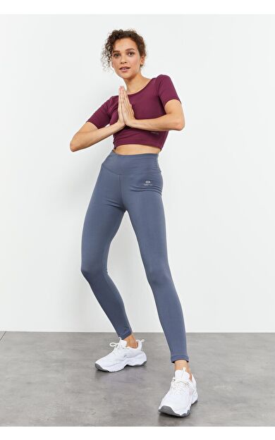 Petrol Yüksek Bel Toparlayıcı Slim Fit Dar Paça Kadın Tayt - 94011