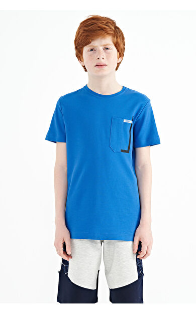 Saks Cep Detaylı O Yaka Standart Kalıp Erkek Çocuk T-Shirt - 11120