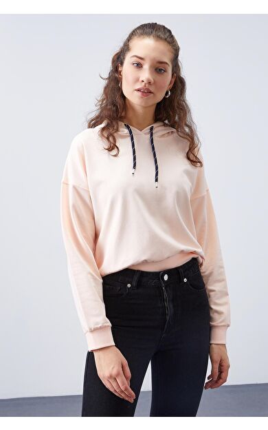 TommyLife Somon Uzun Kol Rahat Form Kapüşonlu Kadın Sweatshirt - 97115