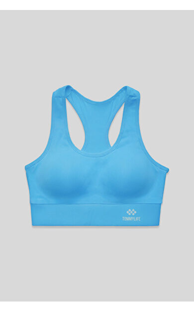 Turkuaz Sırt Detaylı Dar Kalıp U Yaka Kadın Spor Büstiyer - 97120